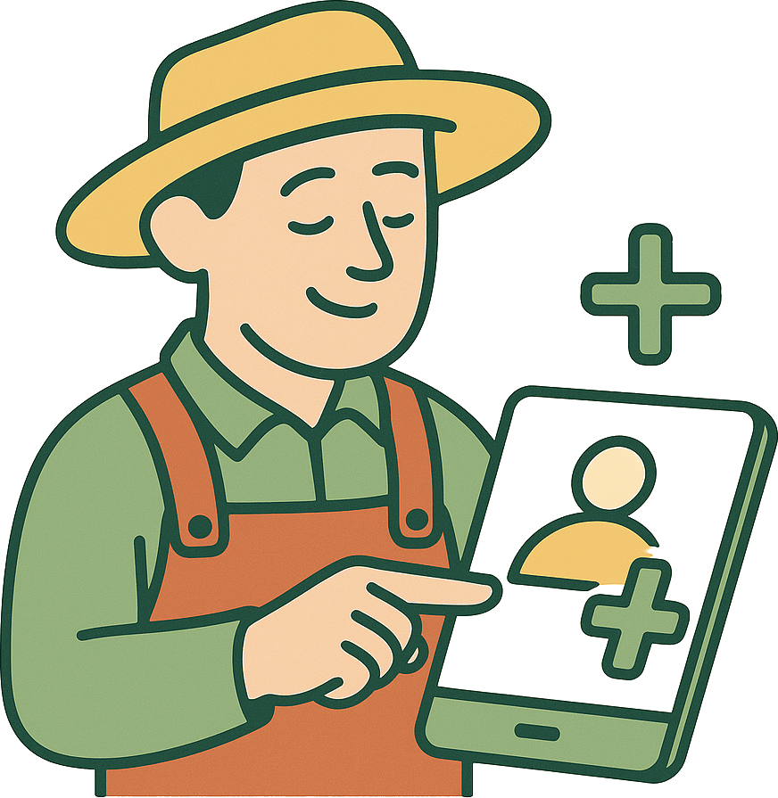 Familie som besøker gård og møter bonde