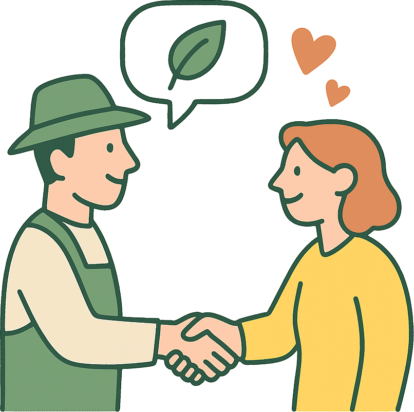 Familie som besøker gård og møter bonde