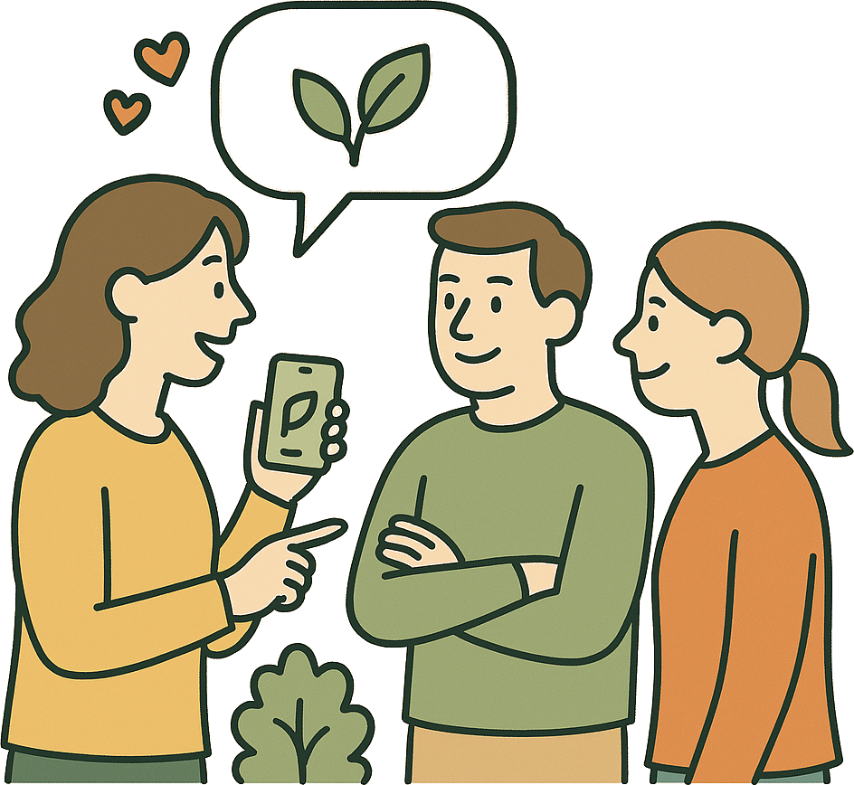 Familie som besøker gård og møter bonde