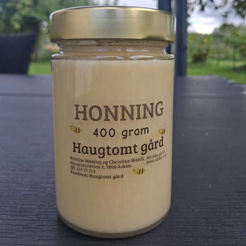 Bringebærhonning, 400 gram i glass