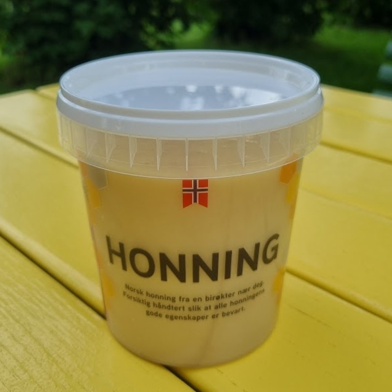 Bringebærhonning, 1 kg på plastemballasje