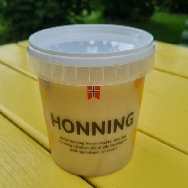 Bringebærhonning, 1 kg på plastemballasje