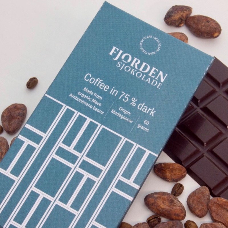 Kaffe i 75 % mørk sjokolade